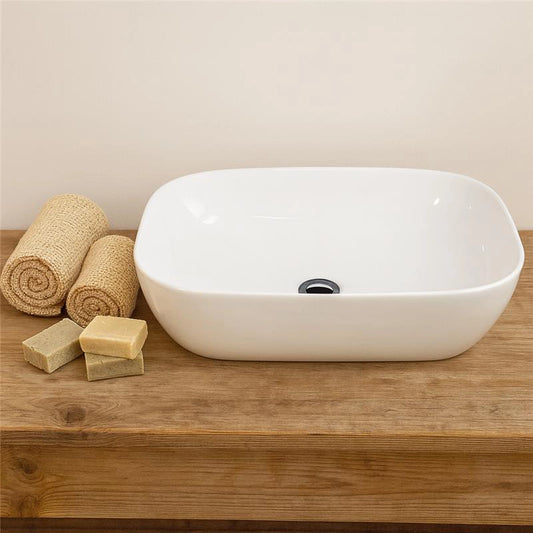 Lavabo 46x32 ciotola da appoggio in ceramica Bianco Lucido