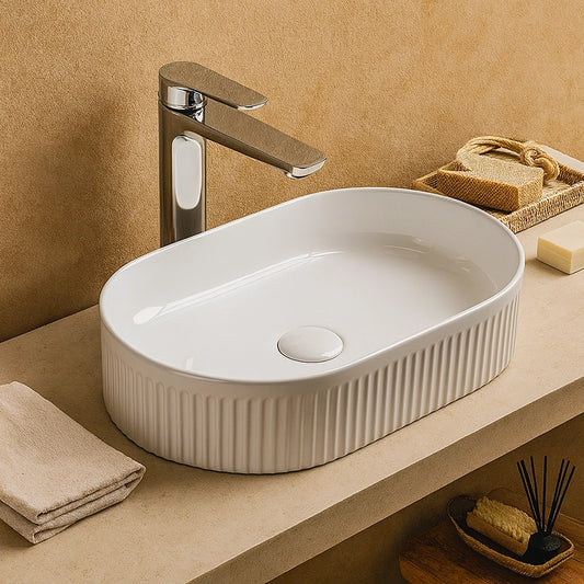 Lavabo 50x32 ovale da appoggio bianco