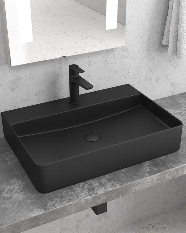 Lavabo 50x42 Da Appoggio In Porcellana nero opaco New Line Xr2
