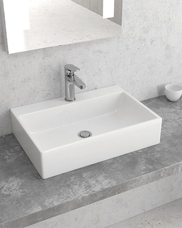 Lavabo 51.5x36 Da Appoggio bordo rubinetteria Porcellana Bianco New Line Xr2