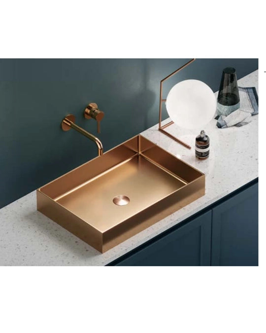Lavabo 55x38 da appoggio in acciaio rose gold BB9812-BRG – Exagonshop