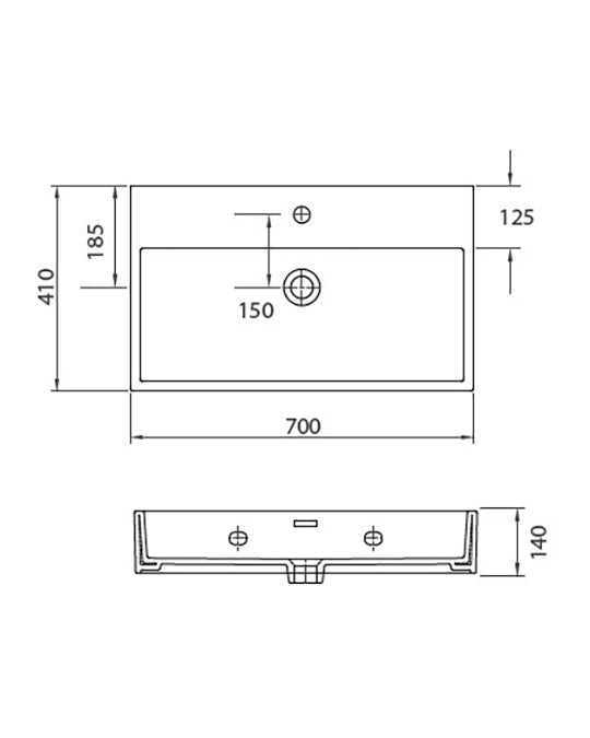 Lavabo 70x41 Da Appoggio In Porcellana Bianco New Line GU3