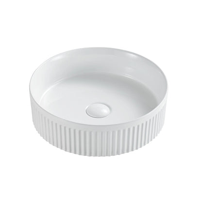 Lavabo 40 cm tondo Roma cannettato da appoggio bianco lucido