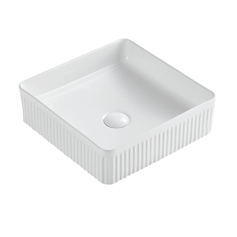 Lavabo 40x40 Roma cannettato da appoggio bianco lucido