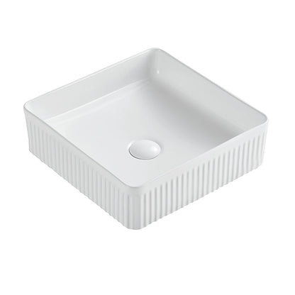 Lavabo 40x40 Roma cannettato da appoggio bianco lucido