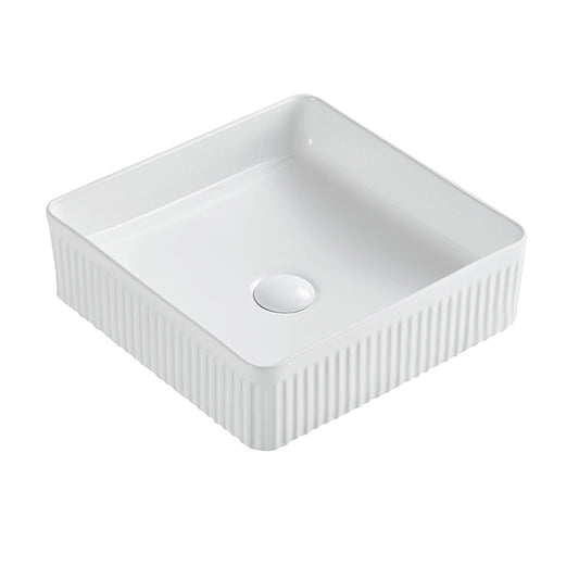 Lavabo 40x40 Roma cannettato da appoggio bianco lucido