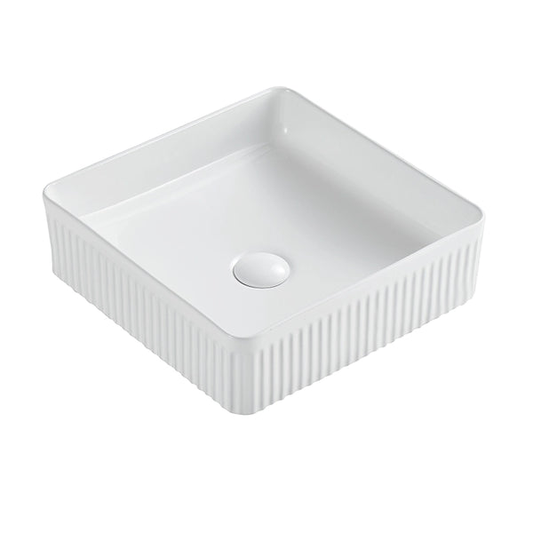 Lavabo 40x40 Roma cannettato da appoggio bianco lucido