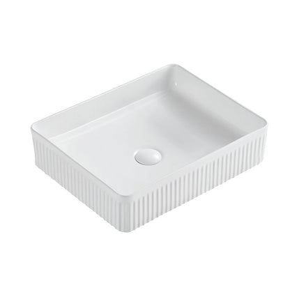Lavabo 50x36 Roma cannettato da appoggio bianco lucido