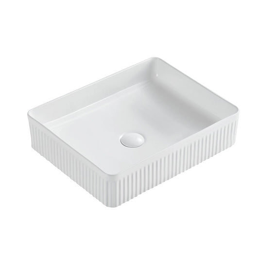 Lavabo 50x36 Roma cannettato da appoggio bianco lucido