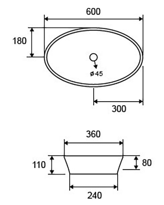 Lavabo ovale 60X36 Da Appoggio In Porcellana Bianca New Line O3