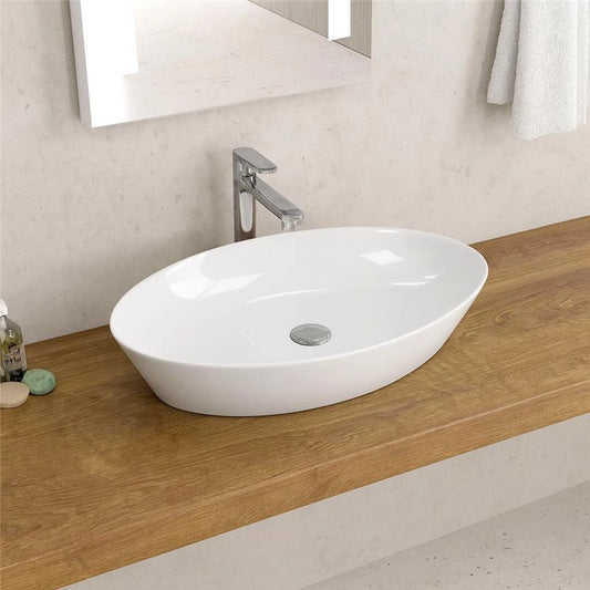 Lavabo ovale 60X36 Da Appoggio In Porcellana Bianca New Line O3