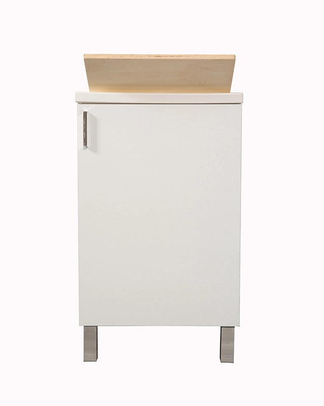 Lavatoio 50x50 bianco con gocciolatoio, vista laterale della canna girevole - Exagonshop