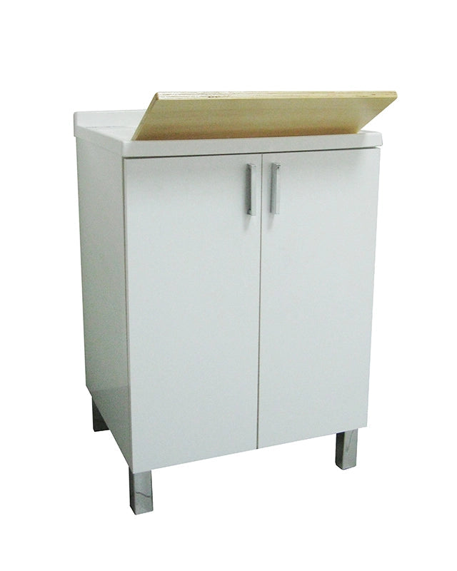 Lavatoio 60x50 bianco due ante e gocciolatoio, dettaglio della doccetta estraibile - Exagonshop