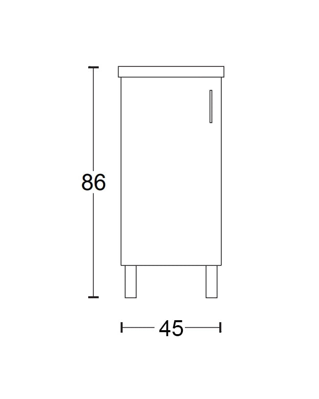 Lavatoio 45x50 bianco con gocciolatoio, vista laterale della canna girevole - Exagonshop