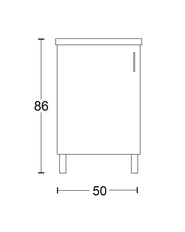 Disegno tecnico con quote di Lavatoio 50x50 bianco con gocciolatoio - Exagonshop