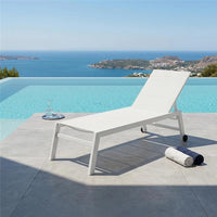 Lettino sdraio prendi sole da giardino con ruote in alluminio bianco Karl