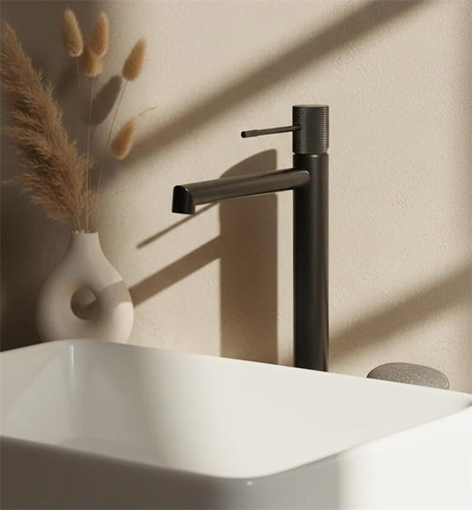 Melin Rubinetto miscelatore alto per lavabo senza scarico grigio metallico Melin