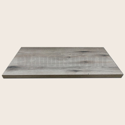 Mensola 60x46 per lavabo appoggio grigio senza foro senza Rovere Fossile con lavabo e rubinetteria, vista frontale su...