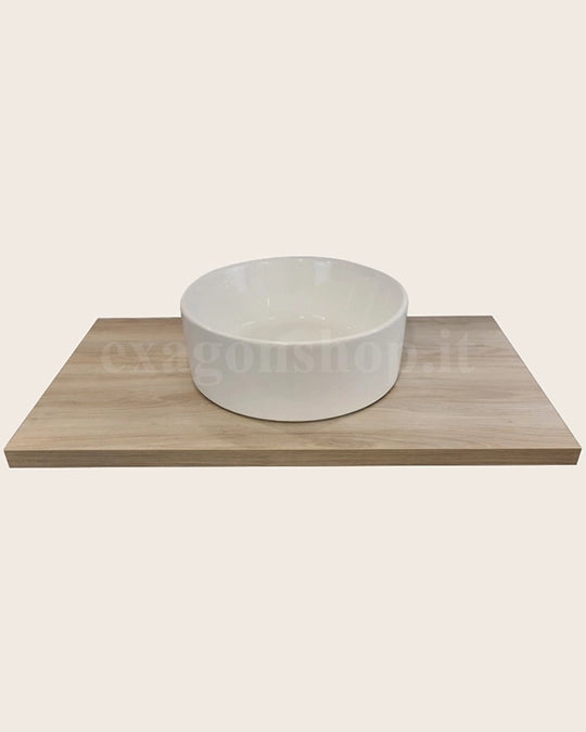 Mensola 90x50 con lavabo tondo 41 cm da appoggio in nobilitato Olmo