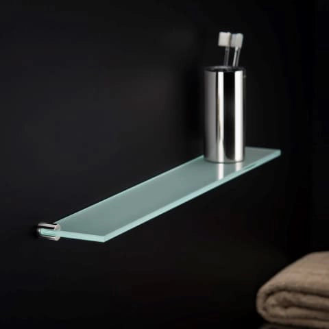 Mensola bagno 57,5 cm in vetro con supporti inox Satinato Logic 2260345 Cosmic