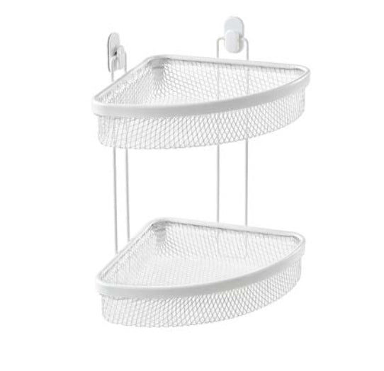 Mensola doccia angolare 2 ripiani bianco Taki