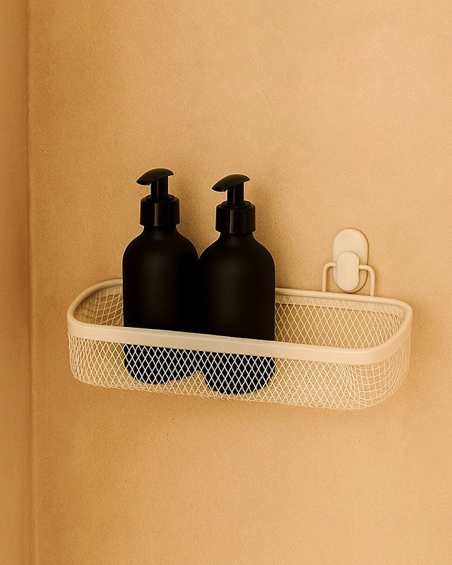 Mensola doccia vasca 1 ripiano bianco Taki in opaco installato in bagno moderno con ante in vetro temperato - Exagonshop