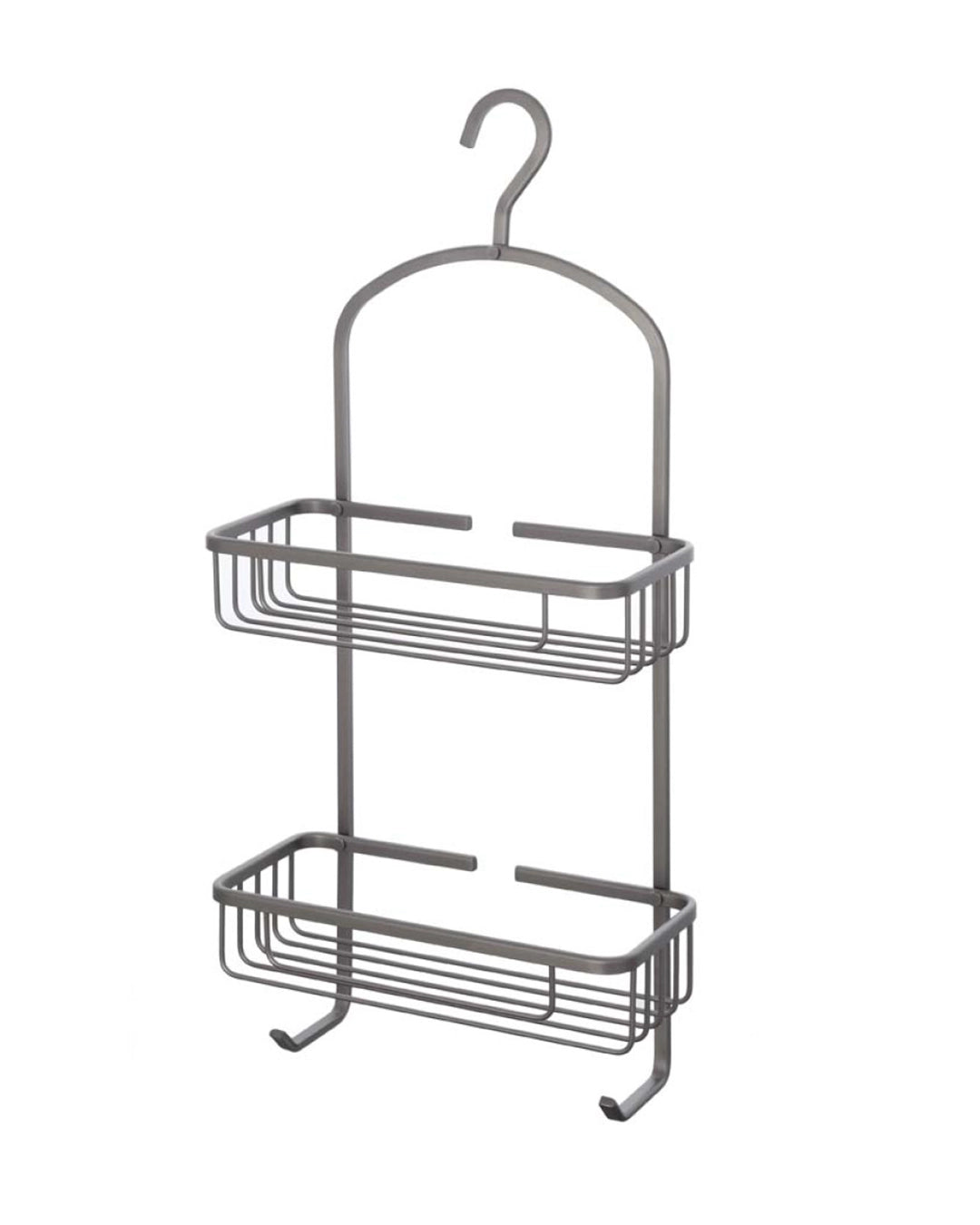 Mensola doppia con gancio doccia in alluminio grigio metallico Alu system