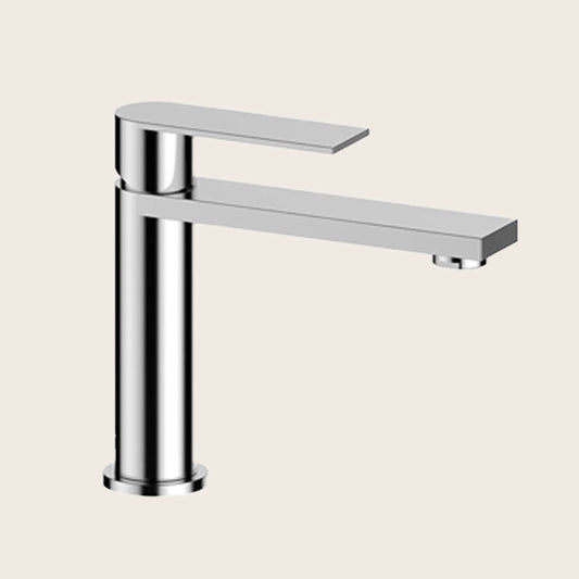 Miscelatore Lavabo in acciaio inox, vista frontale su sfondo bianco - Exagonshop