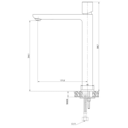 Miscelatore alto per lavabo a ciotola cromo, vista frontale su sfondo bianco - Exagonshop