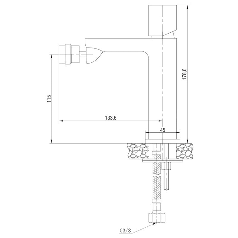Miscelatore bidet con piletta click clack cromo Lotus, componenti inclusi smontati: corpo incasso, placca e rosone...