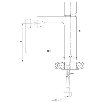 Miscelatore bidet con piletta click clack cromo Lotus, componenti inclusi smontati: corpo incasso, placca e rosone...