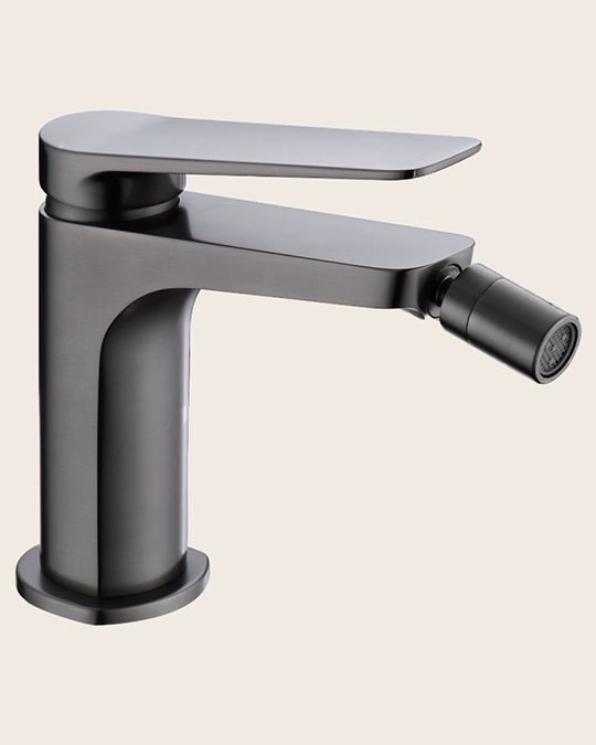 Miscelatore bidet senza scarico in ottone grigio metallico Momo
