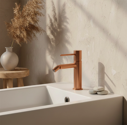 Miscelatore bidet senza scarico in ottone oro rosa spazzolato Memo