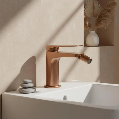 Miscelatore bidet senza scarico in ottone oro rosa spazzolato Momo