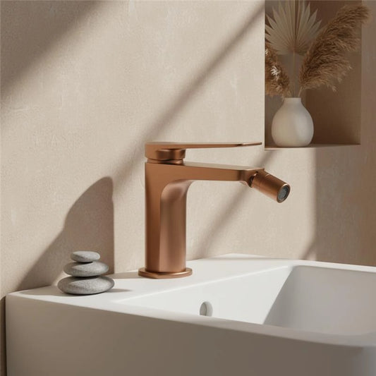 Miscelatore bidet senza scarico in ottone oro rosa spazzolato Momo
