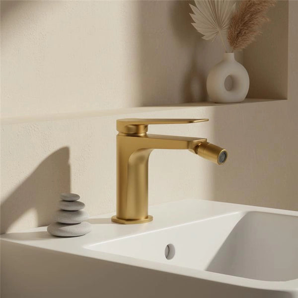 Miscelatore bidet senza scarico in ottone oro spazzolato Momo