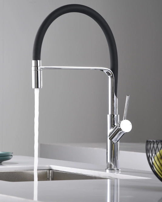 Miscelatore cucina flessibile Imola cromo, vista laterale della canna girevole - Exagonshop