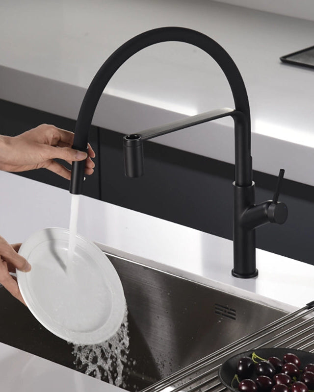Disegno tecnico con quote di Miscelatore cucina flessibile Imola nero opaco - Exagonshop