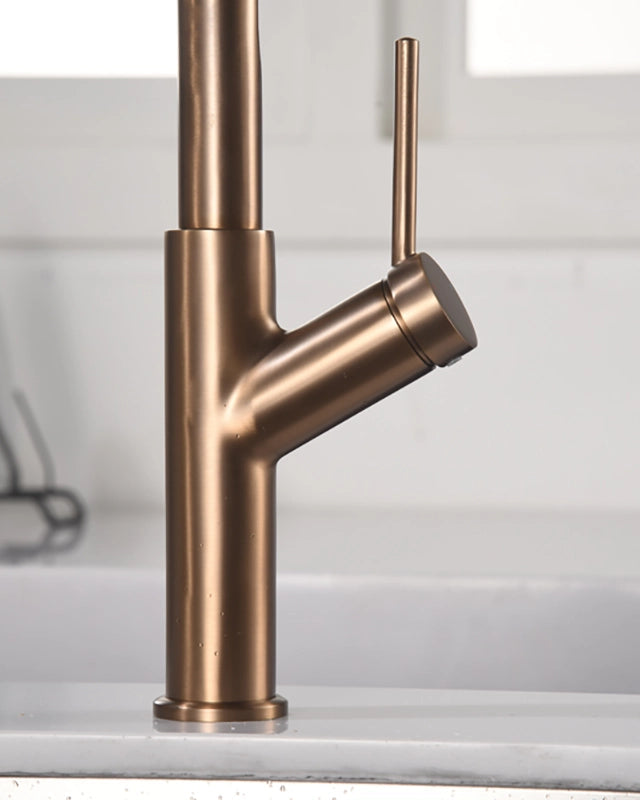 Disegno tecnico con quote di Miscelatore cucina flessibile Imola oro rosa spazzolato - Exagonshop