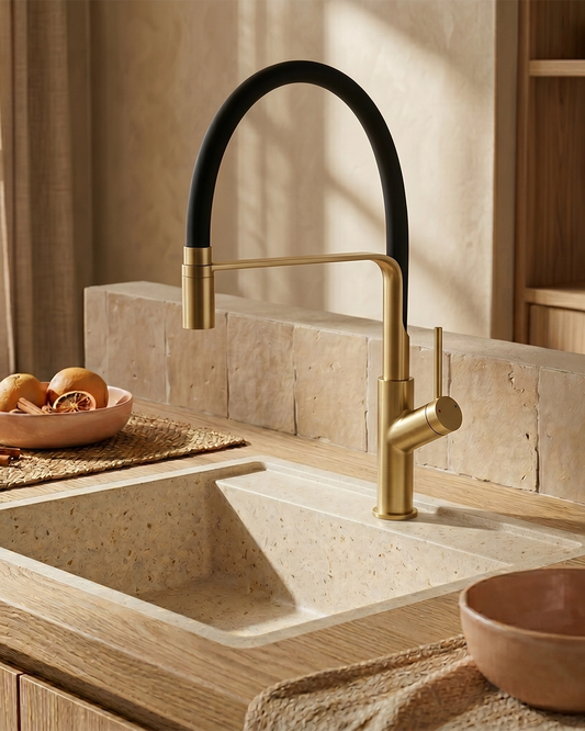 Miscelatore cucina flessibile Imola oro spazzolato