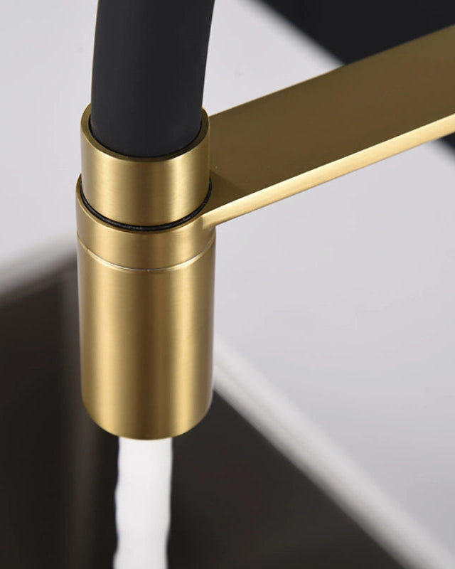 Disegno tecnico con quote di Miscelatore cucina flessibile Imola oro spazzolato - Exagonshop