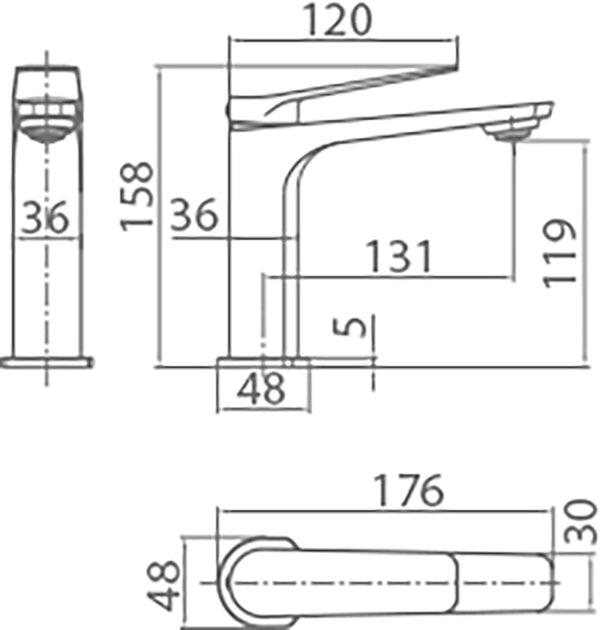Miscelatore lavabo senza scarico in ottone canna di fucile Momo