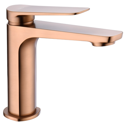 Miscelatore lavabo senza scarico in ottone oro rosa spazzolato Momo