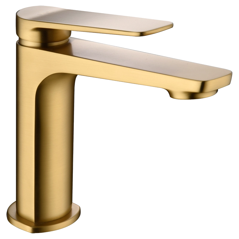 Miscelatore lavabo senza scarico in ottone oro spazzolato Momo