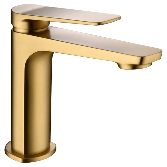 Miscelatore lavabo senza scarico in ottone oro spazzolato Momo