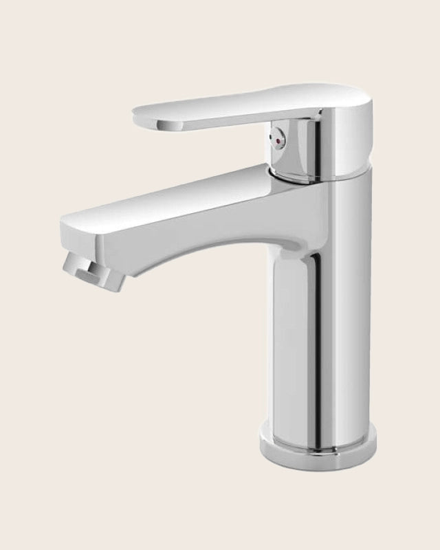 Miscelatore lavabo zinco cromo Eden, vista frontale su sfondo bianco - Exagonshop