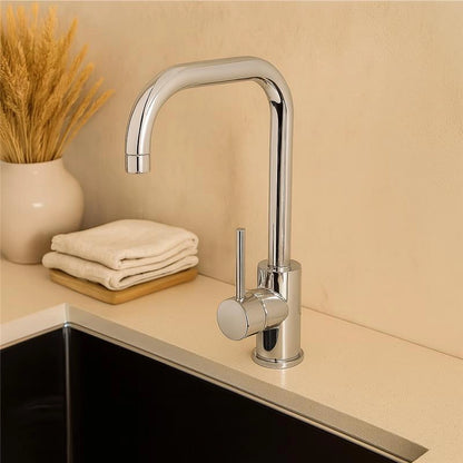 Miscelatore lavello canna svedese per cucina in ottone cromo