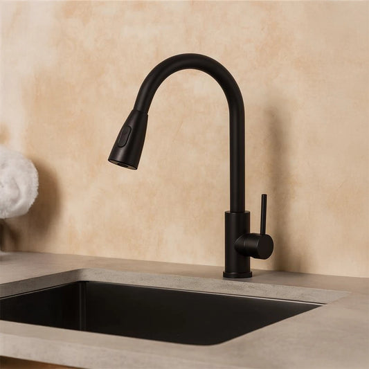 Miscelatore lavello doccetta 2 jet estraibile nero opaco Kitchen