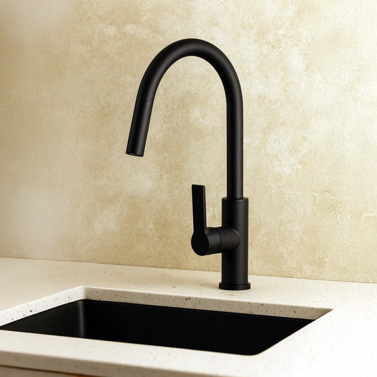Miscelatore lavello monocomando con doccetta estraibile nero opaco Kitchen
