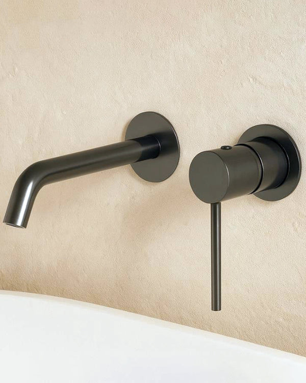 Miscelatore lavabo incasso a muro grigio metallico Memo
